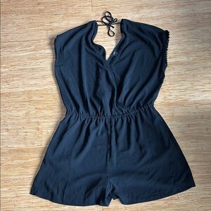 LOFT Black Jumpsuit with Elastic Waist and Halter Neckline